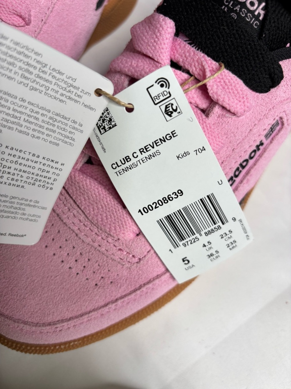 Reebok Pink Club C Revenge Kids size 5/ Woman’s size 7 Sneakers | NWT - Picture 13 of 16
